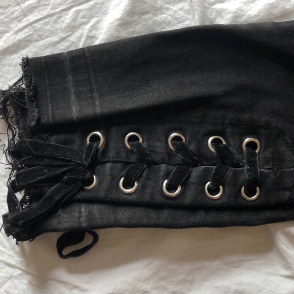 NWT PACSUN High Rise Ankle Lace Up Jeans - Picture 5 of 8